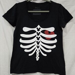 Disney Black Skeleton T-Shirt EUC Size Medium Mickey Mouse